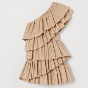H&M Beige Ruffle Cocktail Dress (Limited Edition)
